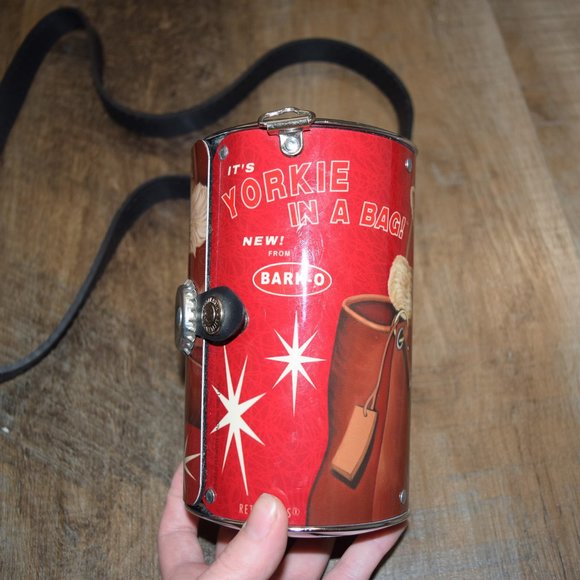 Vintage Littlearth "Yorkie in a bag" Bark-O Novelty Crossbody Canister Metal - Picture 3 of 10